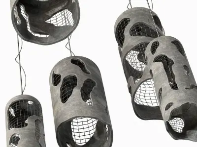 lamp old concrete cylinder  n2 3D model