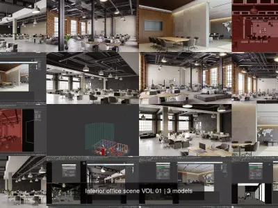 Interior office scene VOL 01 3D Model Pack