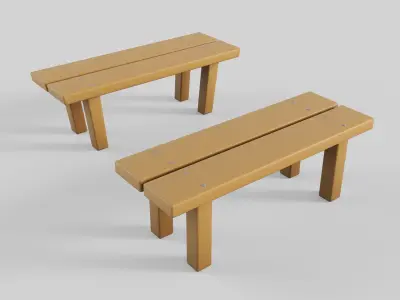 Cartoon Benches Collection Low-poly 3D model