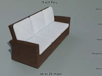 Wicker Sofa Low-poly 3D model