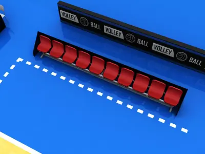 Volleyball court high detail low poly Low-poly 3D model