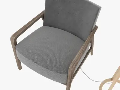 Riva 1920 noble armchair and Jackson Floor Lamp by Crate and Bar 3D model