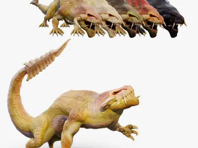 Earth dragon model - reptile monster rigged creature for Blender