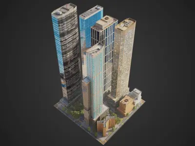 Realistic City District H8-H28 MAYA Low-poly 3D model