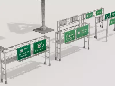 Road Traffic Sign Signage Pack Low Polygon 3D Model Low-poly 3D model