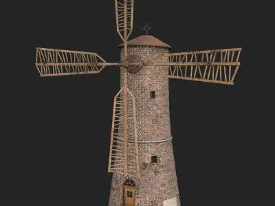 Tower mill windmill PBR model low poly game asset Low-poly 3D model