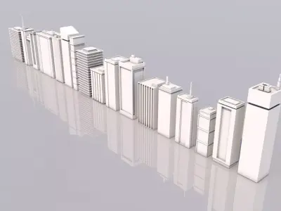 Skyscraper city Low-poly 3D model