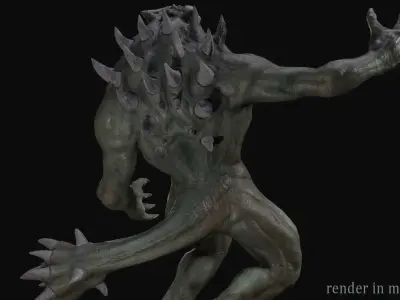 Large alien monster Low-poly 3D model