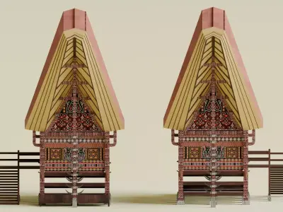 Traditional Houses - Rumah Tongkonan Low-poly 3D model
