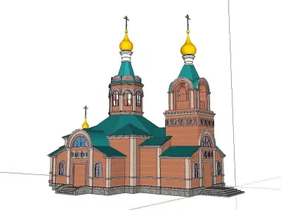Architecture-Religion-God-Culture-Temple-079 church with two ... 3D model