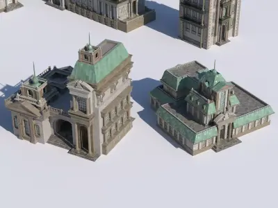 Medieval European classical architecture package Low-poly 3D model