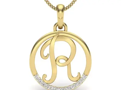 Initial Letter Pendant R 3D print model