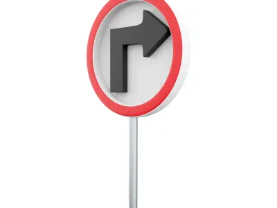 3d Turn Right Traffic Road Sign 3D model