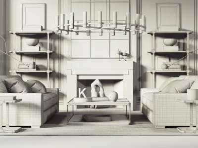 Modern Living Room 212 3D model