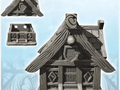 Medieval store with front sign and exposed framework 7 - Medieva 3D print model