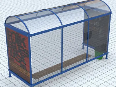 Busstop bus stop with sign 3D model