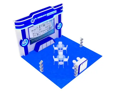 Booth Exhibition Design size 6x6 m three sides open Low-poly 3D model