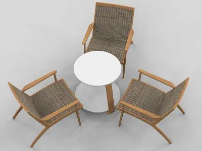Wegner CH25 Chair and conference table 60 ties 3D model
