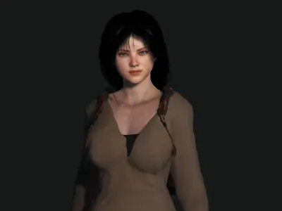 3D REALISTIC HUMAN RIGGED CHARACTER -BACKPACK GIRL-CASUAL OUTFIT Low-poly 3D model