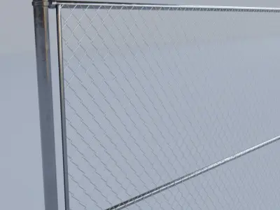 Chain link fence v2 Low-poly 3D model Low-poly 3D model