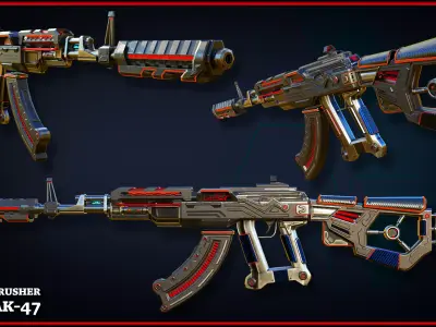 Scifi Ak-47 Low-poly 3D model