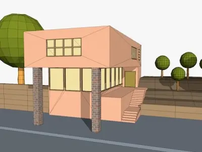 Cartoon Office Scene  3D model