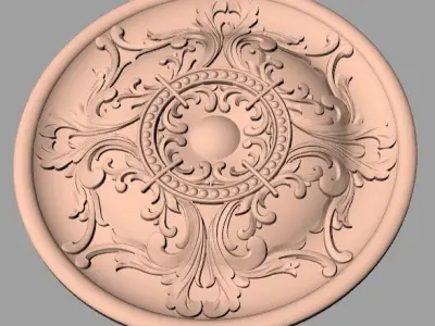 Furniture decoration round flower 3D STL model for CNC E907 3D model