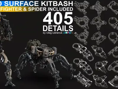 Sci-Fi Hard Surface Mechanical KITBASH 405 DETAILS 3D model