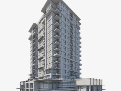 Apartment building 3D model 4