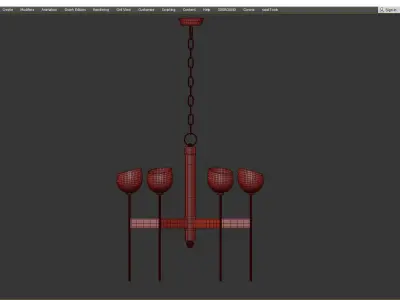 Salem 6 Light Shaded Wagon Wheel Chandelier Low-poly 3D model