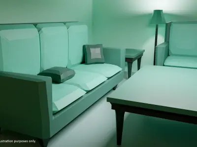 Living room Furniture Set Low-poly 3D model