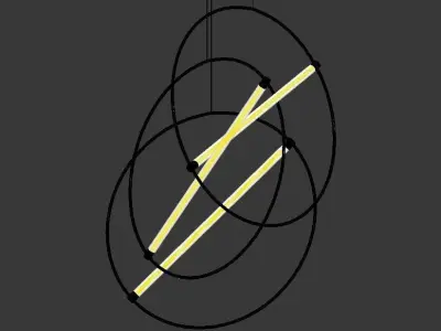 ed046 pendant light with two circles hanging from it 3D model