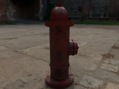 Fire Hydrant PBR Game Ready Low-poly 3D model Low-poly 3D model