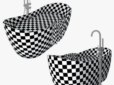 Bathtub Ferrano with detached mixer Ortis 3D model