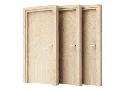 Wooden Door Set V14  3D model