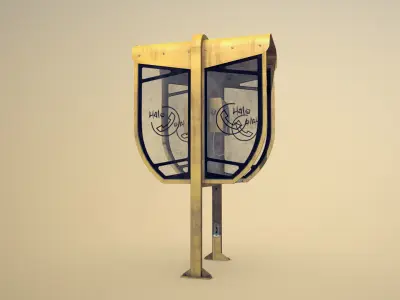 NoviSad PhoneBooth double YELLOW Low-poly 3D model