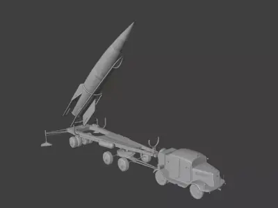 German blitz truck with V2 rocketramp  3D model
