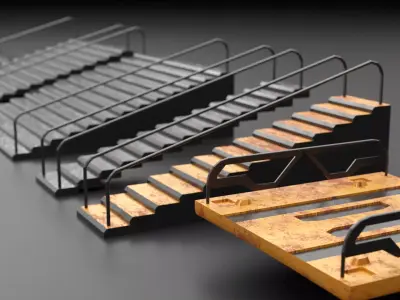 3d low poly modular sci-fi stairs designs 3D model