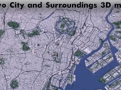 Tokyo Low-poly 3D model city and surroundings Low-poly 3D model