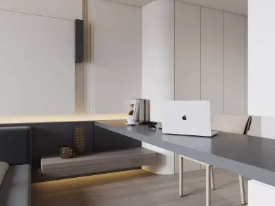 Modern Minimalist Style Bedroom 3D Scene Model 3D model