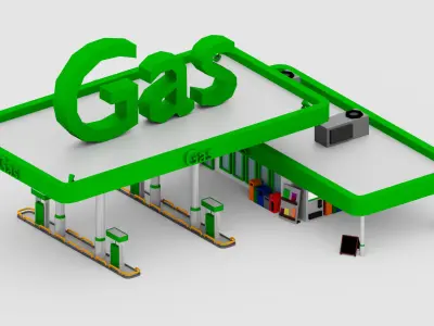 Lowpoly Gas Station Low-poly 3D model