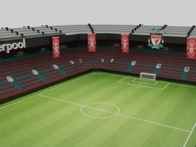 Liverpool Football Stadium Low-poly 3D model