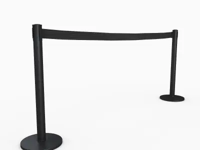 3D Airport Stanchions Black Long 3D model