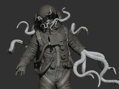 Zombie Astronaut High Poly for 3d Print 3D print model