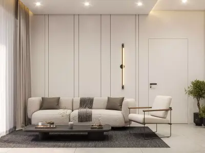 Modern 1 Bedroom Apartment  Complete Interior 3D Scene  3D model