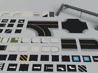 Road and Street Props Mega Pack Collection - Game Ready Low-poly 3D model