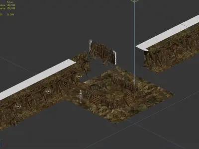 Mine Cave - Stone Wall 02 3D model