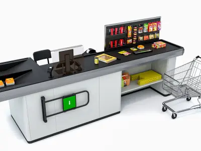 Supermarket  Grocery  stands  Shelves  Racks  Showcase  checkout 3D model