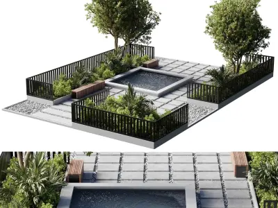 Town Square and Outdoor Plants - Environment Park 3D model