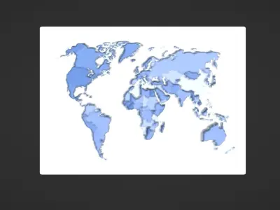 World Map Topography Low-poly 3D model
